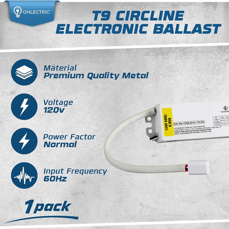OHLECTRIC Replacement for Keystone KTEB-2C72-1-TP-WS 2 Lamp Circline Electronic Fluorescent Ballast with Normal Light Output, 120V Input with Rapid Start Operation, 0.80 Ballast Factor, UL-Approved - Image 2